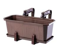 Kadax Plastic Window Box, Rectangular Outdoor Planter With Saucer And Brackets For Balcony (17 X 40 Cm, Brown, 2 Handles)
