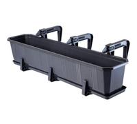 Kadax Plastic Window Box, Rectangular Outdoor Planter With Saucer And Brackets For Balcony (17 X 80 Cm, Anthracite, 3 Handles)