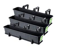 Kadax Plastic Window Box, Rectangular Outdoor Planter With Saucer And Brackets For Balcony Railings (Set Of 3: 80 Cm, Graphite)