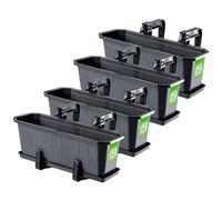 Kadax Plastic Window Box, Rectangular Outdoor Planter With Saucer And Brackets For Balcony Railings (Set Of 4: 40 Cm, Graphite)