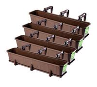 Kadax Plastic Window Box, Rectangular Outdoor Planter With Saucer And Brackets For Balcony Railings (Set Of 4: 80 Cm, Brown)