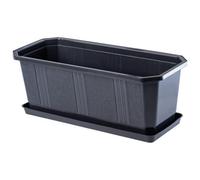 Kadax Plastic Window Box, Rectangular Outdoor Planter With Saucer For Balcony And Patio (17 X 40 Cm, Anthracite)