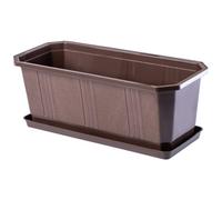 Kadax Plastic Window Box, Rectangular Outdoor Planter With Saucer For Balcony And Patio (17 X 40 Cm, Brown)
