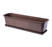 Kadax Plastic Window Box, Rectangular Outdoor Planter With Saucer For Balcony And Patio (17 X 60 Cm, Brown)