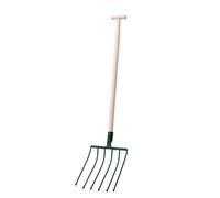 Kadax Potato Fork, Fork, Hay Fork, Spade Fork, Digging Fork, Steel Manure Fork, Potato Garden Fork, 6 Prongs, Wooden (T-Handle)