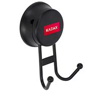 KADAX Practical hook with suction cups, steel suction hooks, strong towel hooks max 2 kg, bathrobe hook, kitchen hook, coat hook (double, black)