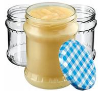 Kadax Preserving Jar, 500 Ml, Storage Jars With Screw Lid, Preserving Jars, Jam Jars, Storage Jars, (Blue Checkered, Pack Of 24)