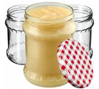 Kadax Preserving Jar, 500 Ml, Storage Jars With Screw Lid, Preserving Jars, Jam Jars, Storage Jars, (Red Checkered, Pack Of 24)