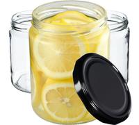 Kadax Preserving Jars 540 Ml, Preserving Jars For Screw Lids, Jam Jar, Storage Jar, Preserving Jar (Black, Pack Of 24)