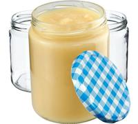 Kadax Preserving Jars 540 Ml, Preserving Jars For Screw Lids, Jam Jar, Storage Jar, Preserving Jar (Blue Checkered, Pack Of 24)