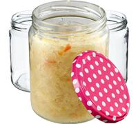 Kadax Preserving Jars 540 Ml, Preserving Jars For Screw Lids, Jam Jar, Storage Jar, Preserving Jar (Pink Dots, Pack Of 48)