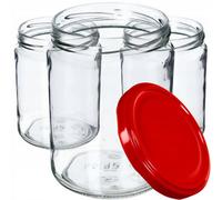 Kadax Preserving Jars 540 Ml, Preserving Jars For Screw Lids, Jam Jar, Storage Jar, Preserving Jar (Red, Pack Of 16)