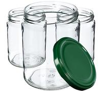 KADAX Preserving Jars 540 ml, Preserving Jars for Screw Lids, Jam Jar, Storage Jar, Preserving Jar, Round Jars (Green/Pack of 48)