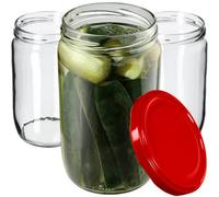 Kadax Preserving Jars 720 Ml, Preserving Jars For Screw Lids, Jam Jar, Storage Jar, Round Jars (Red, Pack Of 8)