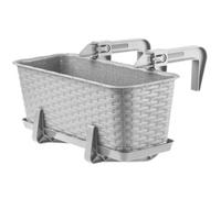 Kadax Rattan-Like Planter, Plastic Hanging Box With Brackets, Drainage Holes And Saucer, Rectangular Plant Pot (40 Cm, Lightgrey)