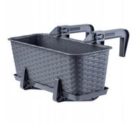 Kadax Rattan-Like Planter, Plastic Hanging Box With Brackets, Drainage Holes And Saucer, Rectangular Plant Pot (40 Cm, Graphite)