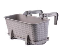 Kadax Rattan-Like Planter, Plastic Hanging Box With Brackets, Drainage Holes And Saucer, Rectangular Plant Pot (40 Cm, Caramel)