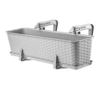 Kadax Rattan-Like Planter, Plastic Hanging Box With Brackets, Drainage Holes And Saucer, Rectangular Plant Pot (60 Cm, Caramel)