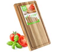KADAX Rectangular Oak Chopping Board, Kitchen Board in 5 Different Sizes, Wooden Board with Juice Groove, Serving Board for Cheese, Breakfast Board (24 x 40 cm)