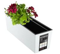 KADAX Rectangular Planter 18.5 x 56 cm, Outdoor Long Plastic Window Box with Insert, Weatherproof Flowerpot for Railing (Grooved Pattern, White)