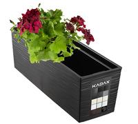 KADAX Rectangular Planter 18.5 x 56 cm, Outdoor Long Plastic Window Box with Insert, Weatherproof Flowerpot for Railing (Grooved Pattern, Black)