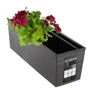 KADAX Rectangular Planter 18.5 x 56 cm, Outdoor Long Plastic Window Box with Insert, Weatherproof Flowerpot for Railing (Grooved Pattern, Graphite)
