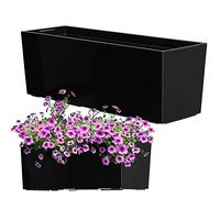 KADAX Rectangular Planter 18 x 56 cm, Outdoor Plastic Window Box with Insert for Windowsill, Long Weatherproof Plant Pot for Balcony Railing (Black)