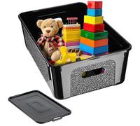 KADAX Rectangular Storage Box with Lid, Modern Black Plastic Box, 39.5 x 26 x 13.5 cm, 11L, Stackable, Transparent or Black, BPA Free