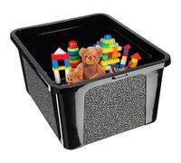 Kadax Rectangular Storage Box With Lid, Storage Container, Stacking Container, Plastic Box, Space Saving Storage Box (20L, Black)