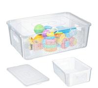 Kadax Rectangular Storage Box With Lid, Storage Container, Stacking Container, Plastic Box Space Saving Storage (11L, Transparent)