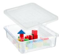 KADAX Rectangular Storage Box with Lid, Storage Container, Stacking Container, Plastic Box, Space-Saving Storage Box (10 L, Transparent)