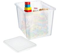 Kadax Rectangular Storage Box With Lid, Storage Container, Stacking Container, Plastic Box Space Saving Storage (30L, Transparent)