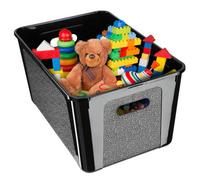 Kadax Rectangular Storage Box With Lid, Storage Container, Stacking Container, Plastic Box, Space Saving Storage Box (17L, Black)