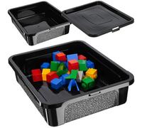 Kadax Rectangular Storage Box With Lid, Storage Container, Stacking Container, Plastic Box, Space Saving Storage Box (10L, Black)