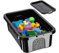 Kadax Rectangular Storage Box With Lid, Storage Container, Stacking Container, Plastic Box, Space Saving Storage Box (4.5L, Black)