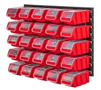 KADAX Red Plastic Workshop Wall Shelf, 58 x 39 cm, 25 Pieces, UV-Resistant, Expandable, Garage Tool Storage Shelf