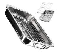 Kadax Roasting Dish With Rack, Stainless Steel Frying Pan With Insert, Roasting Dish In 4 Different Sizes (35 X 26 X 6 Cm, Silver)
