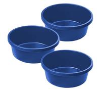 KADAX Round Mortar Tub 11 L, Plastic Bucket for Construction Site, Garden, Large Washing Up Bowl, Durable Container for Cement (Blue, Set of 3)