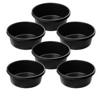 Kadax Round Mortar Tub 14L, Plastic Bucket For Construction Site, Garden, Large Washing Up Bowl (Set Of 6)