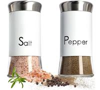 KADAX Salt and Pepper Shakers 150 ml, Stainless Steel and Glass Spice Dispensers with Airtight Lids, Refillable Condiment Set for Kitchen (White)