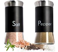 KADAX Salt and Pepper Shakers 150 ml, Stainless Steel and Glass Spice Dispensers with Airtight Lids, Refillable Condiment Set for Kitchen (Black)