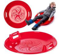 Kadax Saucer Sled 65 Cm, Round Snow Sled With Handles, Plastic Winter Sled For Children And Adults (65 X 13, Red)
