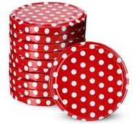 Kadax Screw Cap Fi66 mm, Metal Lid Set, Replacement Lids, Lids For Bottles And Mason Jars (10 Pieces, Red Dots)