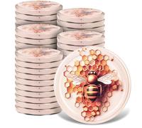 KADAX Screw Caps Fi82mm x 50 Pcs, Metal Twist-Off Lid Set, Spare Lid for Canning Jars, Lid with 6 Snap Teeth for Fall Jars and Preserving Jars (Honey Honeycomb , 50 Pieces)