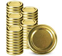 KADAX Screw Lid for Jars, Fi 38 mm Replacement Lids, Twist-Off Metal Lids, Lids for Mason Jars, Bottles and Jars, Screw Jars (Gold, Pack of 50)