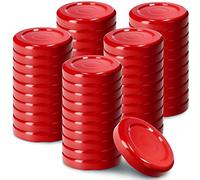 KADAX Screw Lids for Jars, fi 38 mm Replacement Lids, Twist-Off Metal Lids, Lids for Mason Jars, Bottles and Jars, Screw Jars (Pack of 50, Red)