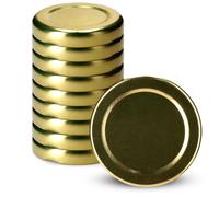 KADAX Screw Lids for Jars, Twist-Off Metal Lids 33 mm, Replacement Lids for Mason Jars, Lids for Jars, Bottles and Mason Jars (Pack of 10, Gold)