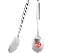 KADAX Serving Spoon, Stainless Steel Spoon for Cooking, Stirring, Mixing, Large Silver Spoon with Long Handle, Kitchen Utensil (Set of 2, 33 cm)