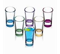 KADAX Shot Glasses 28 ml, Set of 6, Small Vodka Glasses with Heavy Base, Coloured Shot Glasses for Tequila, Liquor, Round Glassware Set