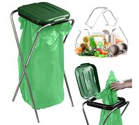 KADAX Single bin bag holder, bin bag stand in 5 colour versions, stand for waste separation with plastic lid, bin bag holder for 120 L bags (green)